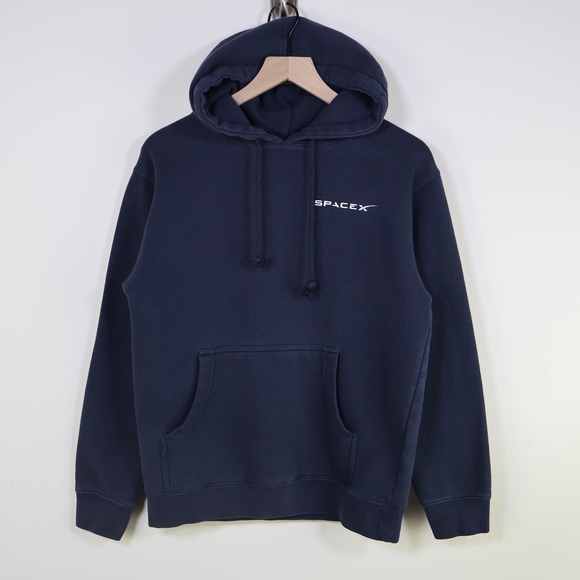SpaceX Logo Pullover Hoodie Small Navy‎ Blue Space Exploration Elon Musk